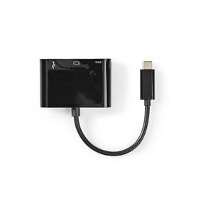 Adaptateur Multi-Ports USB, USB 3.1, USB-C™ Mâle, Sortie HDMI ™ / USB-A  Femelle / USB-C™ Femelle, 5 Gbps, 0.20 m, Rond, Plaqué nickel, PVC, Noir