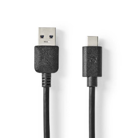 USB kabel | USB 3.2 Gen 1 | USB-A Zástrčka | USB-C™ Zástrčka | 60 W | 5 Gbps | Poniklované | 2.00 m | Kulatý | PVC | Černá | Box