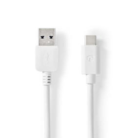 USB kábel | USB 3.2 Gen 2 | USB-A Dugasz | USB-C™ Dugasz | 60 W | 10 Gbps | Nikkelezett | 1.00 m | Kerek | PVC | Fehér | Doboz