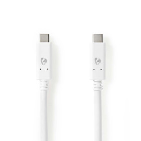 Cable USB | USB 3.2 Gen 2 | USB-C™ Macho | USB-C™ Macho | 100 W | 4K@60Hz | 10 Gbps | Niquelado | 1.00 m | Redondo | PVC | Blanco | Caja