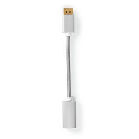 Displayport-kabel | DisplayPort Han | HDMI™ Output | 4K@60Hz | Gull belagt | 0.20 m | Rund | Flettet | Sølv | Deksel Vindusboks