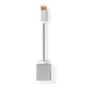 Displayport-kabel | DisplayPort Han | DVI-D 24+1-Pins Hun | 1080p | Gull belagt | 0.20 m | Rund | Flettet | Sølv | Deksel Vindusboks