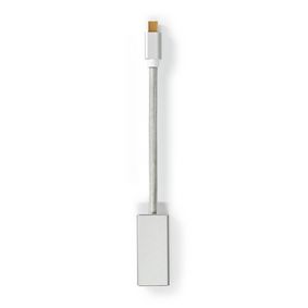 Mini Displayport-kabel | DisplayPort 1.2 | Mini DisplayPort Hane | DisplayPort Hona | 21.6 Gbps | Guldplaterad | 0.20 m | Rund | Flätad | Silver | Kartong med täckt fönster