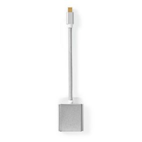 Mini DisplayPort-Kabel | DisplayPort 1.2 | Mini-DisplayPort Male | DVI-D 24+1-Pins Female | 21.6 Gbps | Verguld | 0.20 m | Rond | Gevlochten | Zilver | Cover Window Box