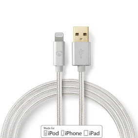 Lightning Kabel | USB 2.0 | Apple Lightning 8-Pinners | USB-A Han | 480 Mbps | Gull belagt | 1.00 m | Rund | Flettet / Nylon | Aluminium | Deksel Vindusboks
