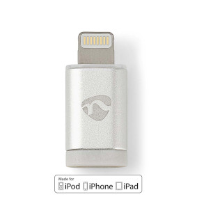 Adaptateur Lightning | Apple Lightning à 8 broches | USB Micro-B femelle | Plaqué or | Rond | Aluminium
