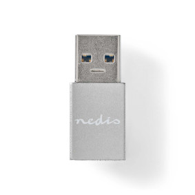 Adaptateur USB-A | USB 3.2 Gen 1 | USB-A Mâle | USB-C™ Femelle | 5 Gbps | Rond | Plaqué nickel | Argent | Boite de Couverture