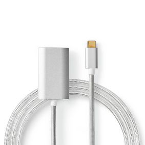 USB-C™ Adapter | USB 3.2 Gen 1 | USB-C™ Hann | HDMI™ Hun | 4K@60Hz | Power delivery | 2.00 m | Rund | Gull belagt | Flettet / Nylon | Sølv | Deksel Vindusboks