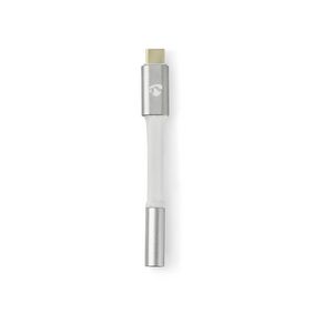 Adaptateur USB-C™ | USB 2.0 | USB-C™ Mâle | 3.5 mm Femelle | 0.08 m | Rond | Plaqué or | Nylon / Tressé | Argent / Blanc | Sachet avec Fenetre