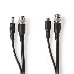 Câble de sécurité CCTV | BNC / DC | 20.0 m | Rond | PVC | Noir | Boîte