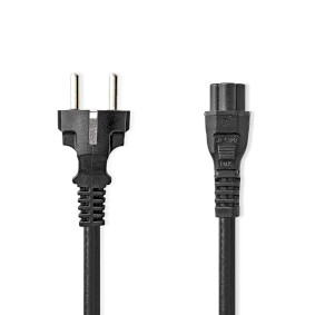 Napájecí kabel | Typ F Zástrčka | IEC-320-C5 | Přímý | Přímý | Poniklované | 5.00 m | Kulatý | PVC | Černá | Label