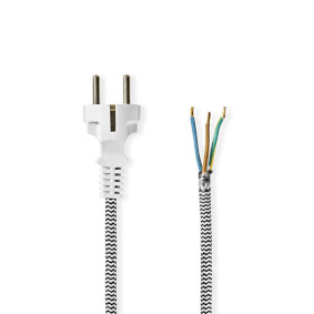 Cablepelado Câble d'alimentation coudé IEC-320 coudé – C7 2 mètres. Blanc.