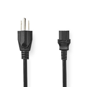 Power Cable | USA Male | IEC-320-C13 | Straight | Straight | Nickel Plated | 2.00 m | Round | PVC | Black | Envelope