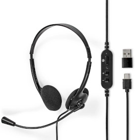 PC-headset | On-Ear | Stereo | USB Type-A / USB Type-C™ | Fold-Away Mikrofon | Sort