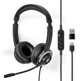 PC-headset | On-Ear-Kuulokkeet | Stereo | USB Type-A / USB Type-C™ | Kokoontaitettava Mikrofoni | Musta