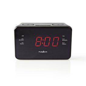Radio Reloj Despertador Digital | Pantalla LED | 1x entrada de audio de 3.5 mm | Proyección de tiempo | AM / FM | función de repetición | Sleep timer | Número de alarmas: 2 | Negro