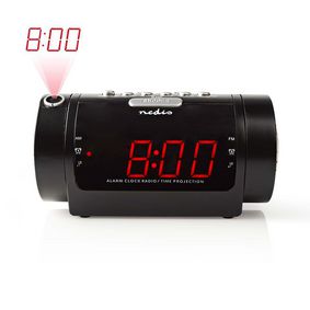 Radio Reloj Despertador Digital | Pantalla LED | Proyección de tiempo | AM / FM | función de repetición | Sleep timer | Número de alarmas: 2 | Negro