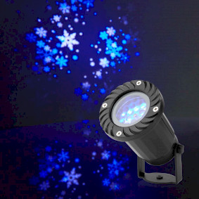 Dekorativní Světlo | LED projektor sněhových vloček | Bílé a modré krystalky ledu | Vnitřní nebo Venkovní