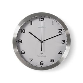 Wall Clock | Diameter: 300 mm | Aluminium / Plastic | Radio controlled time | Silver / White