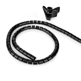 Cable Management | Spiral Sleeve | 2.00 m | 1 pcs | Maximum cable thickness: 16 mm | PE | Black