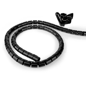 Cable Management | Spiral Sleeve | 2.00 m | 1 pcs | Maximum cable thickness: 28 mm | PE | Black