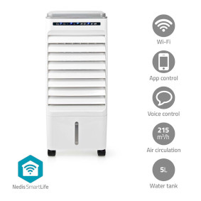 SmartLife Mobiele Aircooler | Watertankcapaciteit: 5 l | 3 Snelheden | 215 m³/h | Zwenkfunctie | Afstandsbediening | Uitschakeltimer | Ioniserende functie