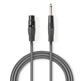 Unbalanced Audio Cable | XLR 3-Pin Female | 6.35 mm Male | Nickel Plated | 1.50 m | Round | PVC | Dark Grey | Carton Sleeve