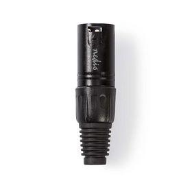 XLR Connector | Straight | Male | Nickel Plated | Soldering | Cable input diameter: 5.0 mm | Metal | Black | 1 pcs | Polybag