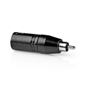 XLR-adapter | XLR 3-Pin Han | RCA Han | Nikkel belagt | Rett | Metall | Sort | 1 stk. | Plastpose