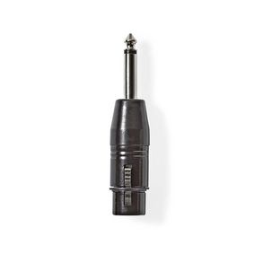 XLR adapteri | XLR 3-Pin naaras | 6.35 mm uros | Niklattu | Suora | Metalli | Musta | 1 kpl | Muovipussi