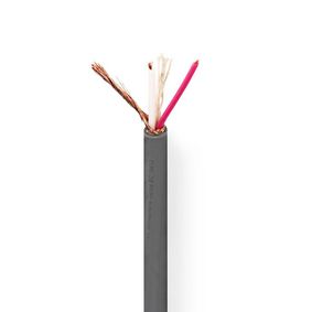 Mikrofon kabel | 2 x 0.23 mm² | Kobber | 100.0 m | Runde | PVC | Mørkegrå | Rulle