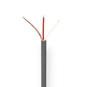 mikrofon Cable | 2 x 0.12 mm² | Kobber | 100.0 m | Rund | PVC | Mørk Grå | Rull