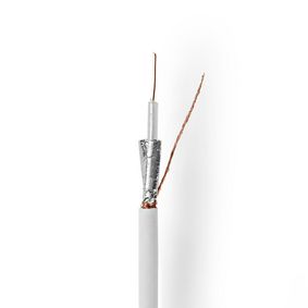 Câble coaxial en bobine | RG59U | 75 Ohm | Double blindage | ECA | 50.0 m | Amadouer | PVC | Blanc | Boîte