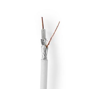 Koaxialkabel på Bobin | 4G / LTE säker | 75 Ohm | Trippel skyddat | ECA | 25.0 m | Koax | PVC | Vit | Presentbox