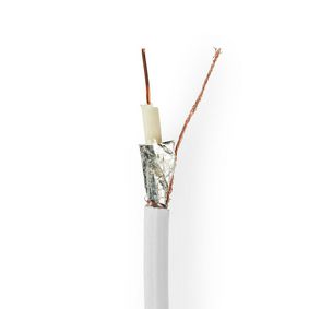Cable Coaxial en Bobina | RG6T | 75 Ohm | Doble blindado | ECA | 100.0 m | Coaxial | PVC | Blanco | Bobina