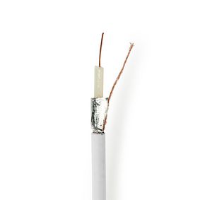 Coax Cable On Reel | Coax 12 | 75 Ohm | Double Shielded | ECA | 100.0 m | Coax | PVC | White | Reel
