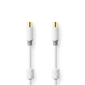 Coax Cable | IEC (Coax) Male | IEC (Coax) Female | Gold Plated | 100 dB | 75 Ohm | Double Shielded | 10.0 m | Round | PVC | White | Box