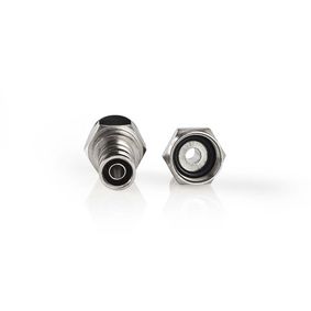F-Connector | Straight | Male | Nickel Plated | 75 Ohm | Crimp | Cable input diameter: 5.5 mm | Copper | Silver | 2 pcs | Window Box