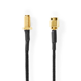 SMA Cable | SMA Female | SMA Male | Gold Plated | 50 Ohm | Single Shielded | 0.50 m | Round | Braided | Black | Label