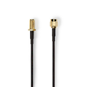 SMA Cable | RP SMA Male | RP SMA Female | Gold Plated | 50 Ohm | Single Shielded | 1.00 m | Round | PVC | Black | Label