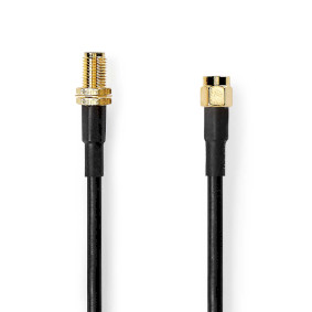 SMA Cable | SMA Male | SMA Female | Gold Plated | 50 Ohm | Double Shielded | 5.00 m | Round | PVC | Black | Label