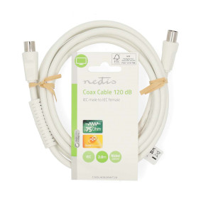 Cable antena de TV de 75 Ohm 20 M Blanco