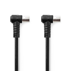 Coax Cable | IEC (Coax) Male | IEC (Coax) Female | Nickel Plated | 120 dB | 75 Ohm | Quad Shielded | 1.50 m | Round | PVC | Black | Label