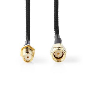 SMA Cable | SMA Female | SMA Male | Gold Plated | 75 Ohm | Single Shielded | 0.50 m | Round | Braided | Black | Polybag