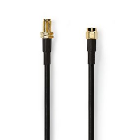 SMA Cable | SMA Male | SMA Female | Gold Plated | 50 Ohm | Double Shielded | 15.0 m | Round | PVC | Black | Polybag