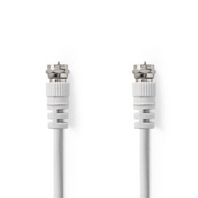 Satellite & Antenna Cable | F Male | F Male | Nickel Plated | 75 Ohm | Double Shielded | 2.00 m | Round | PVC | White | Polybag