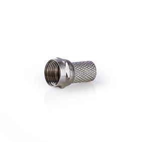 F-kontakt | Rak | Hane | Nickelplaterad | 75 Ohm | Twist-On | Kabel input diameter: 6.4 mm | Zinc Alloy | Silver | 25 st. | Plastpåse