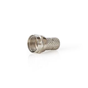F-Connector | Straight | Male | Nickel Plated | 75 Ohm | Twist-on | Cable input diameter: 5.0 mm | Zinc Alloy | Silver | 25 pcs | Polybag