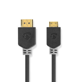 Câble HDMI Haute Vitesse avec ethernet | HDMI™ Connecteur | HDMI™ Mini Connecteur | 4K@60Hz | 18 Gbps | 2.00 m | Rond | PVC | Anthracite | Boite avec Fenêtre