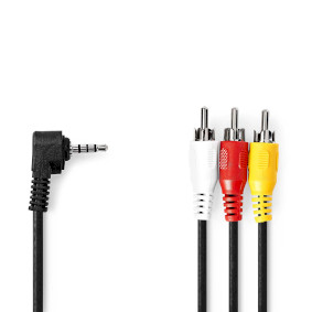 Audio Video-kabel | 3.5 mm Hane | 3x RCA Hane | Nickelplaterad | 2.00 m | Rund | PVC | Svart